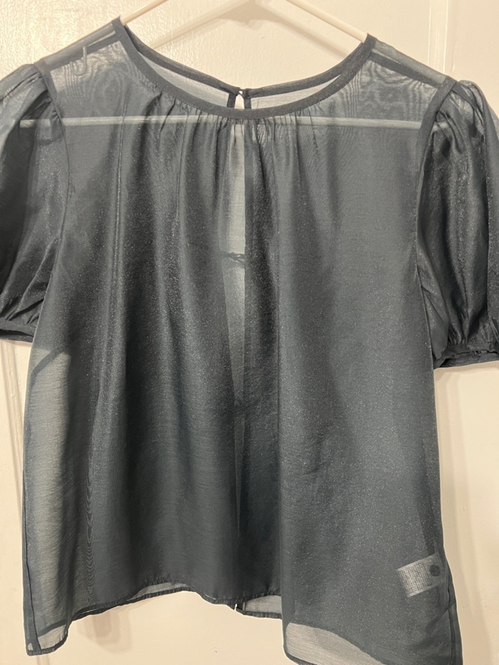 GU Sheer Black Short-Sleeve Blouse NWOT